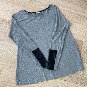 CLUB MONACO | M Leather detailed long sleeve top